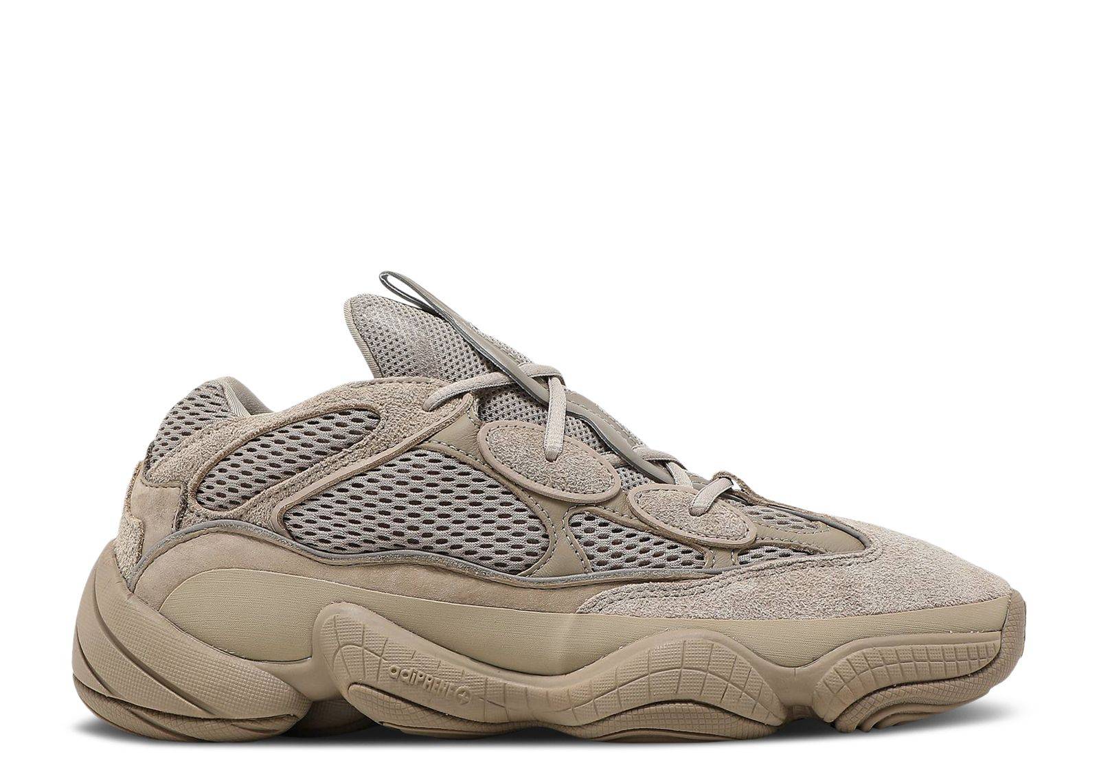 Yeezy 500 Taupe Light sneaker featuring a mesh, leather, and suede upper with reflective piping and a durable adiPRENE sole. Perfect for comfort and style.