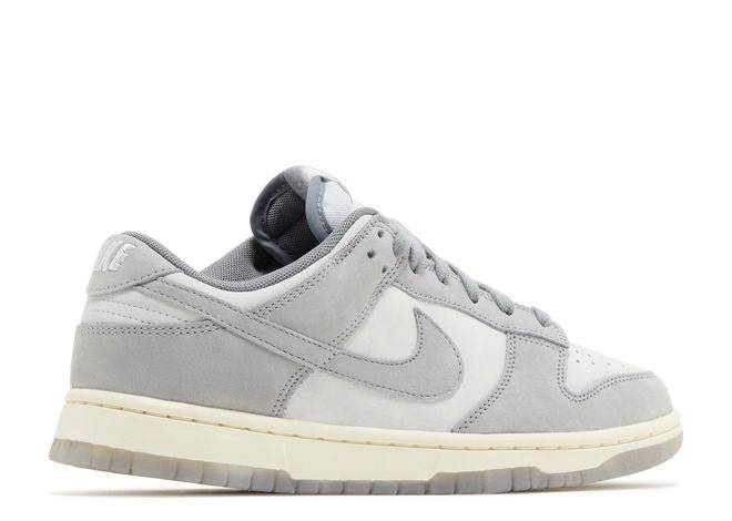 Side view of Wmns Dunk Low Cool Grey sneaker showcasing its minimalist grey and white colorway with premium materials and durable sole.