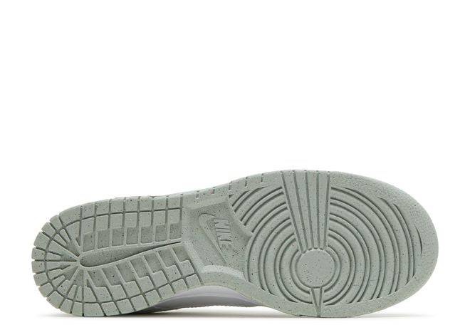 Outsole of the Nike Dunk Low Next Nature Mint sneaker, featuring a mint green rubber sole with a textured grip for durability and style.