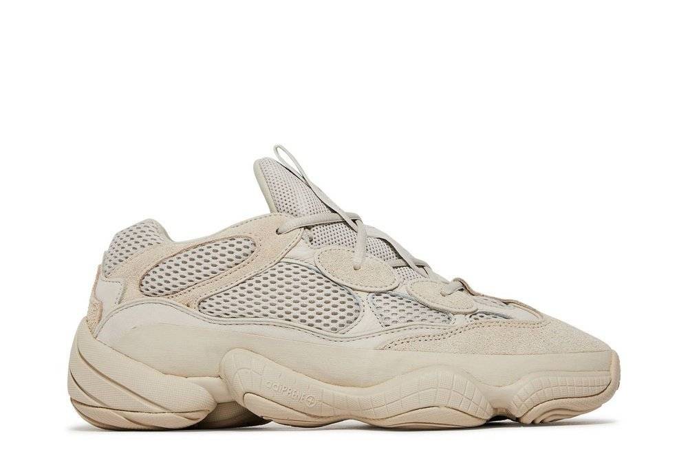 Yeezy 500 Blush sneaker featuring durable suede and mesh upper in a neutral blush tone, ideal for versatile fashion and daily wear.